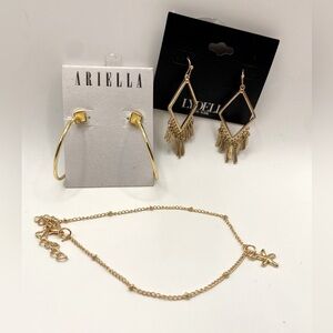 Jewelry Bundle - Hoop & Dangle Earrings Anklet with Starfish Charm